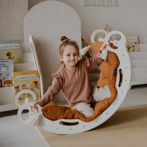 Biały bujak Leo L + poduszka