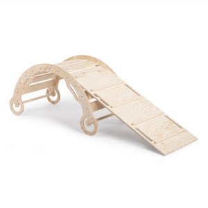 Bujak Drewniany Montessori z drabinką - zjeżdżalnią - Zestaw 2w1 - Leo L, Drewno sosnowe