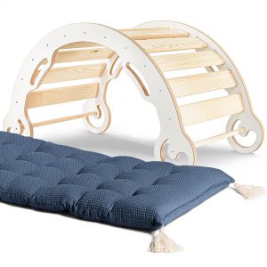 Bujak Montessori XL z Poduszką - Zestaw 2w1-  Leo XL, Biały z drewnem