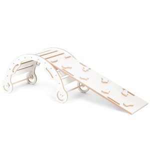 Bujak Montessori XL ze ścianką-zjeżdżalnią - Zestaw XL - 2w1 - Leo XL, biały