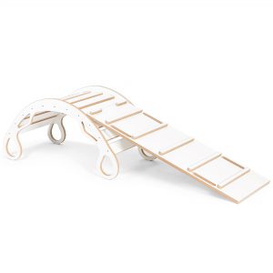 Duży Bujak Montessori z drabinką-zjeżdżalnią - rozmiar XL 120cm - Zosia XL , biały