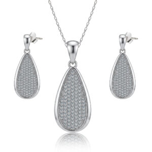 Komplet srebrnej biżuterii próby 925 PREMIUM – diamentowa kropla
